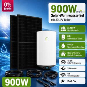 900 Wp autarke Solar-Warmwasseranlage mit 80 l Fothermo PV-Boiler – Offgridtec®