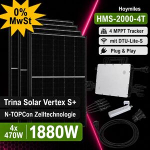 1880Wp Balkonkraftwerk Komplettset mit Trina Solar & Hoymiles HMS-1600-4T Offgridtec®