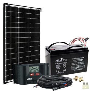 100W 12V Insel-Solaranlage Komplettset mit 101Ah AGM-Batterie für Gartenhaus – Offgridtec® BIG-L