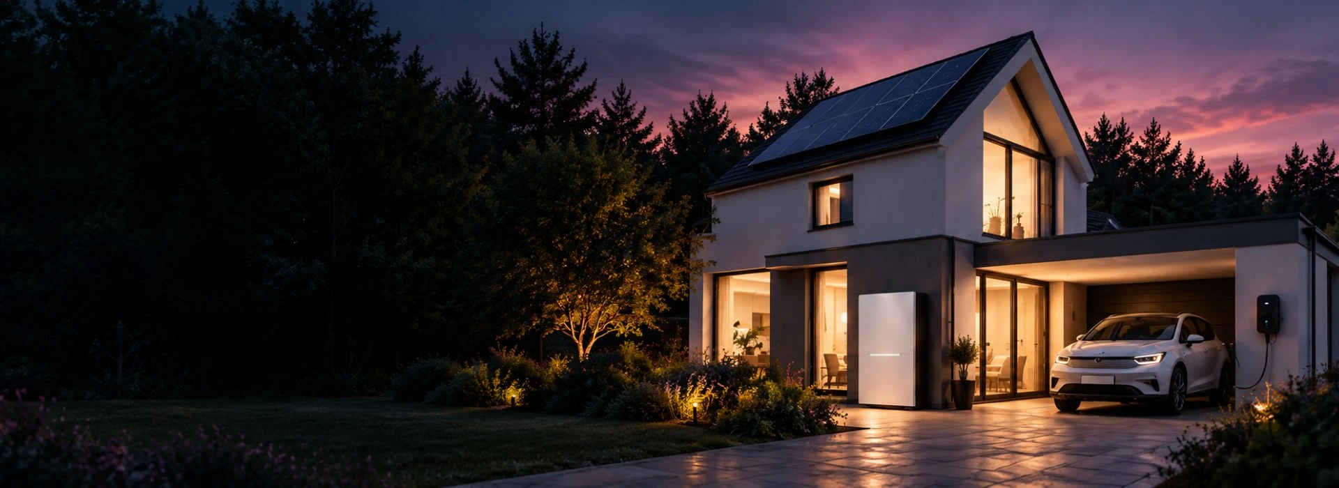 Modernes Zuhause mit Batteriespeicher, Photovoltaik und intelligenter Energieversorgung